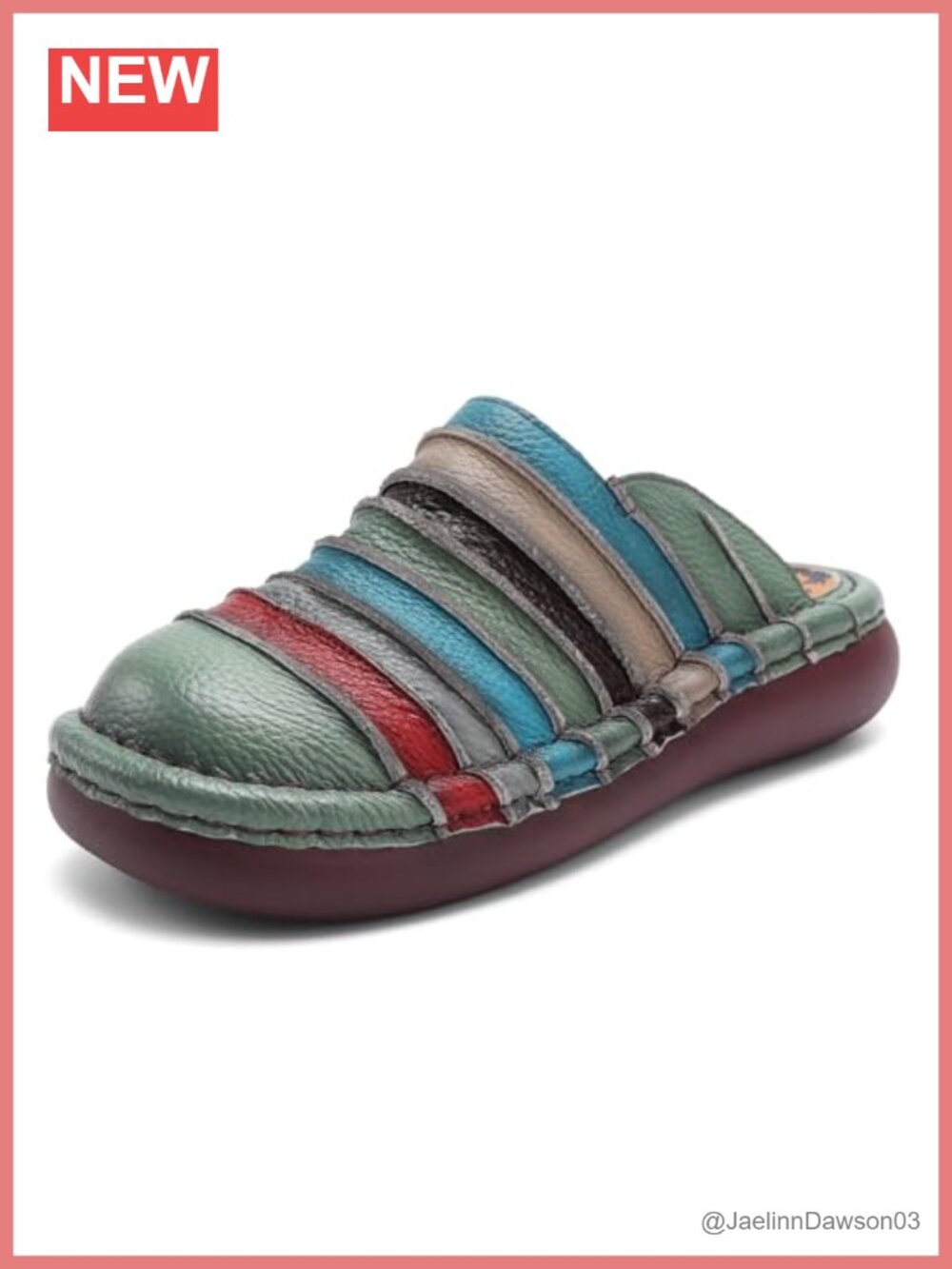 Women's Leather Slip On Mule Flat Shoes Anti-Slip Walking Loafers